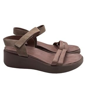 ECCO Women's Pink Leather‎ Platform Wedge Sandals EU 38 US 7-7.5